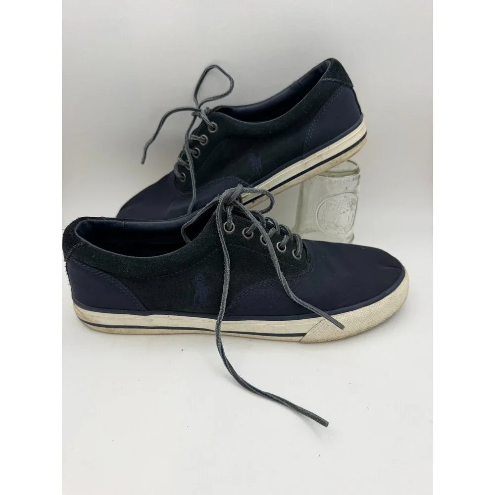 Polo Ralph Lauren Vaughn Sneakers Men's 10D Navy Suede Canvas Lace Up Shoes